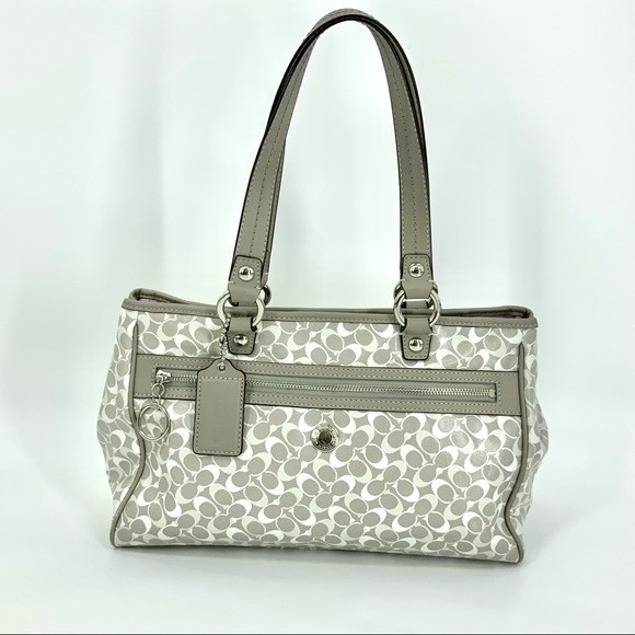 Coach Handbags - Coach Gray and White Shoulder Bag